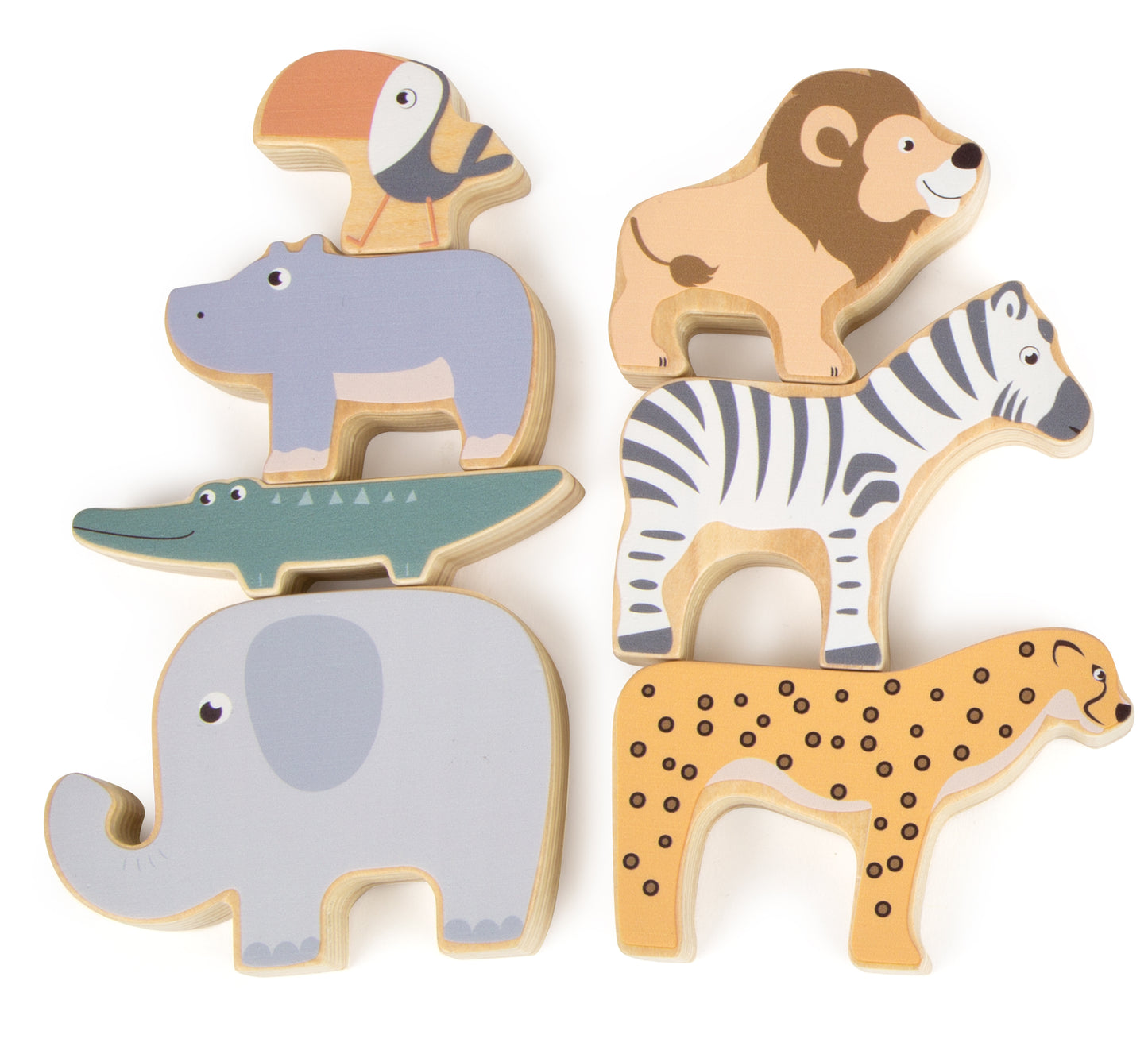 stapel- en evenwichtsspel - houten speelgoed  - speelgoed vanaf 1 jaar - safari dieren - Small Foot 