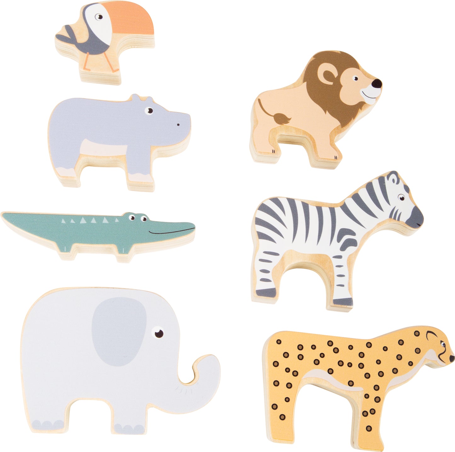 stapel- en evenwichtsspel - houten speelgoed  - speelgoed vanaf 1 jaar - safari dieren - Small Foot 
