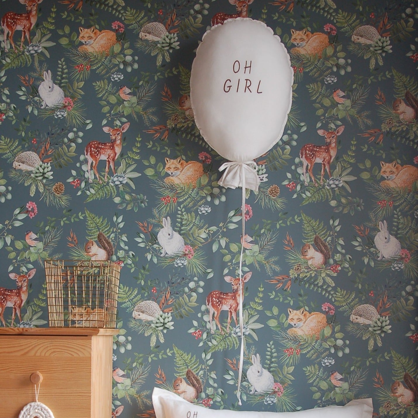 stoffen ballon - muurdecoratie - tekst - oh girl 
